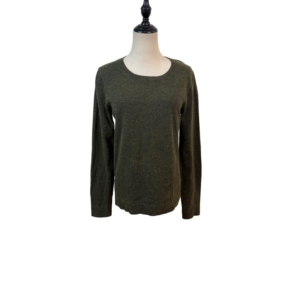 J.Crew‎ Teddie Sweater Womens Medium Olive Green Marled Knit Crewneck Pullover